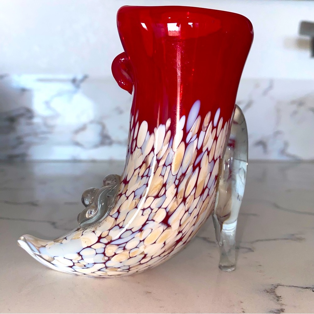 Decorative glass shoe, looks like Murano